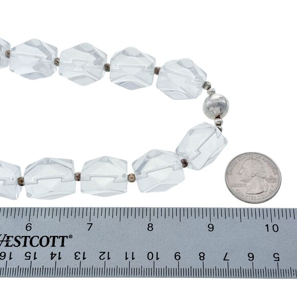 Italian Paola Valentino Sterling Silver 925 Faceted Crystal Magnet Necklace 20" - Picture 4 of 5